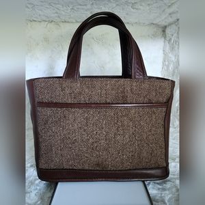 Vintage Coach Brown Tweed Bleecker Satchel Top Handle Tote
